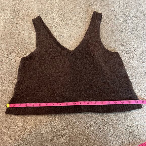 Madewell Women's Wool Cropped Sweater Tank Dark Brown Size XL - Picture 9 of 9